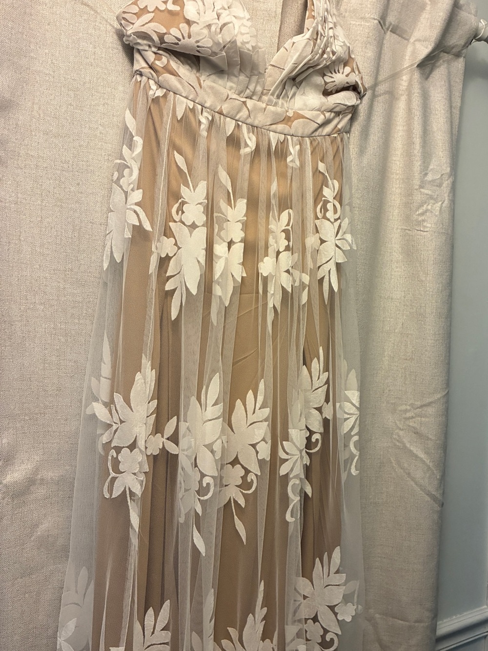 Windsor White Floral Lace Maxi Dress with Nude Lining - Picture 6 of 8